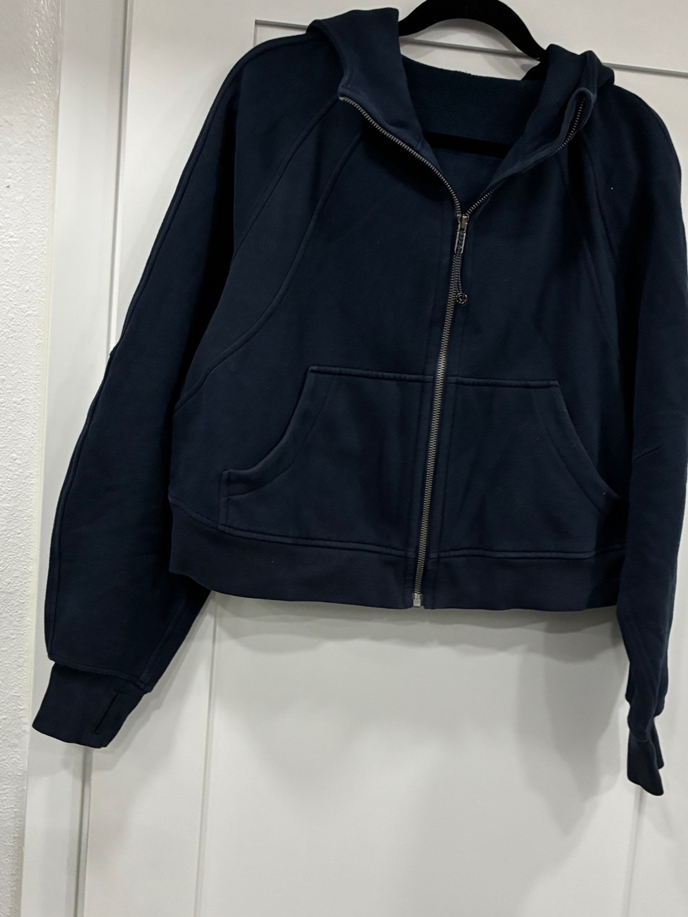 Lululemon Scuba Oversized Cropped Full-Zip Hoodie Navy Blue